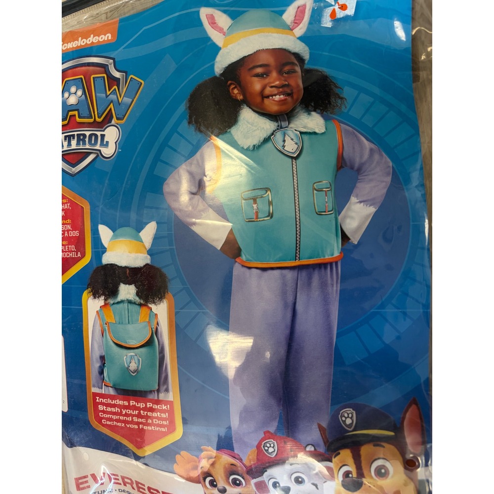 Paw Patrol Everest Costume Kids Small 6 Nickelodeon Jumpsuit Hat and Pup Pack